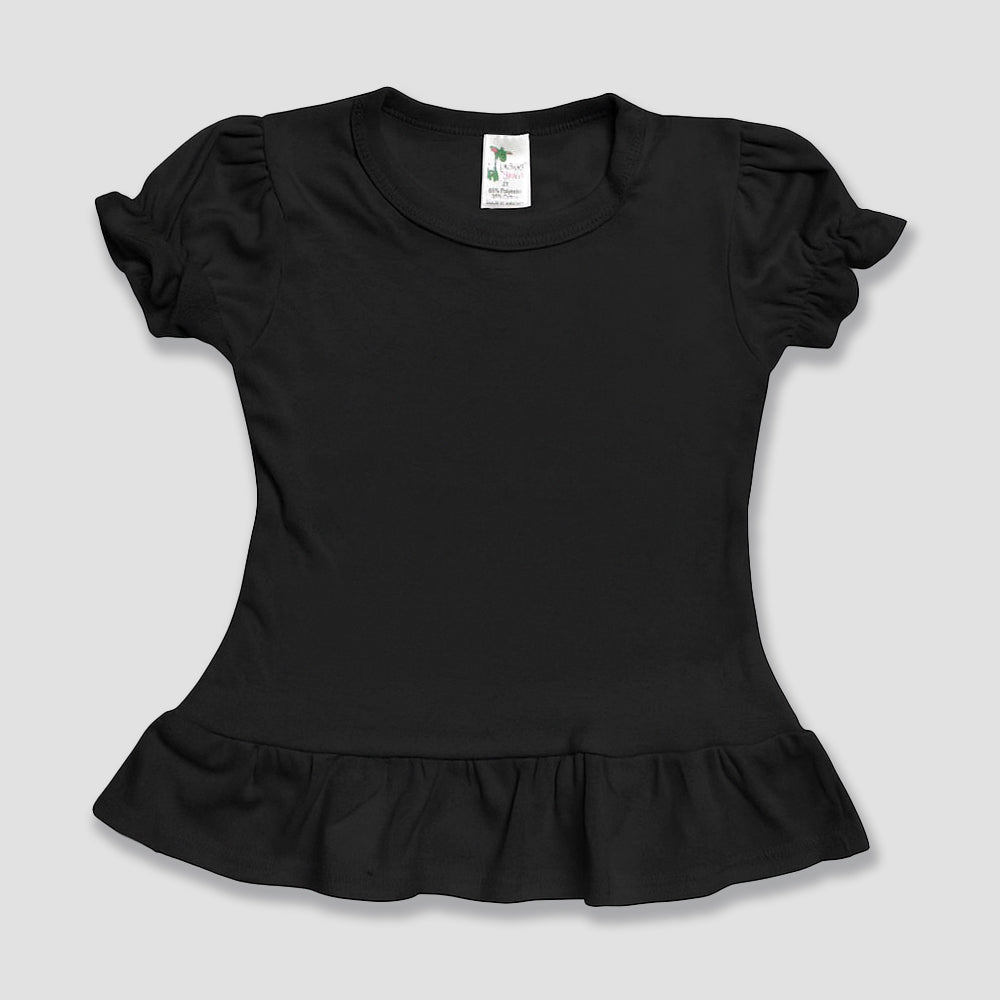 Toddler Girls Short Sleeve Ruffle T-Shirts – Polyester Cotton Blend White additional image 3