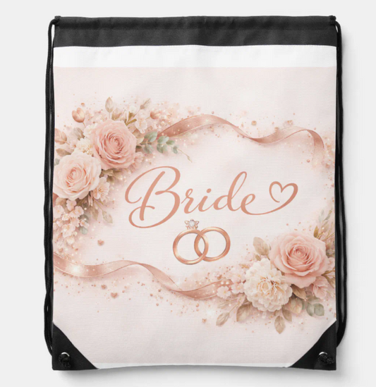 Elegant “Bride” Design Drawstring Bag