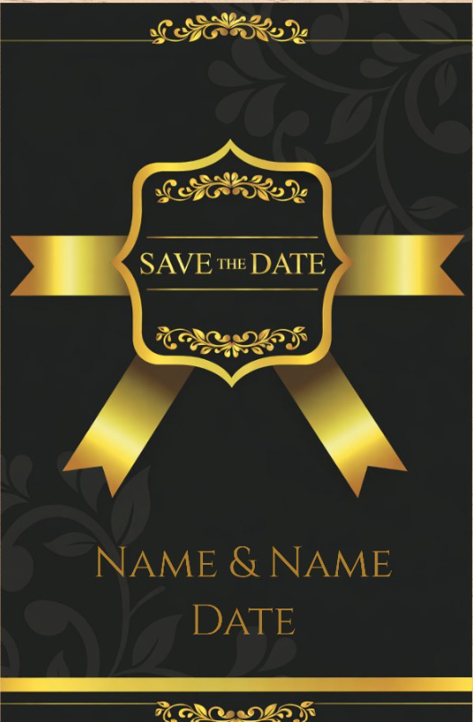 Opulent Black Damask Wedding Save the Date