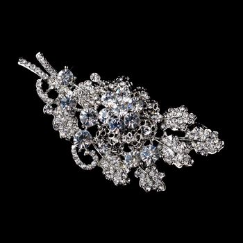 Antique Silver Clear Rhinestone Bouquet Brooch 226 39 1