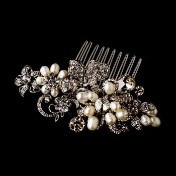 Antique Silver Pearl Comb 595 72