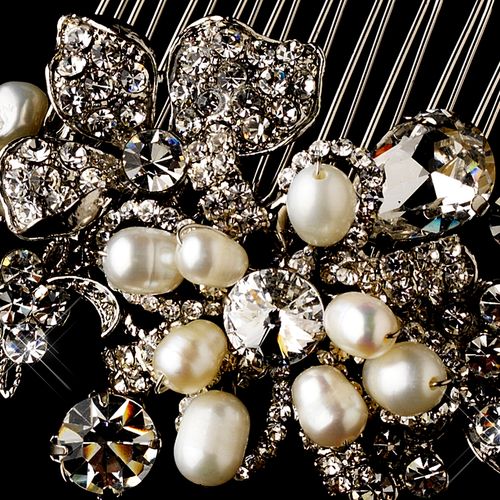 Antique Silver Pearl Comb 595 83