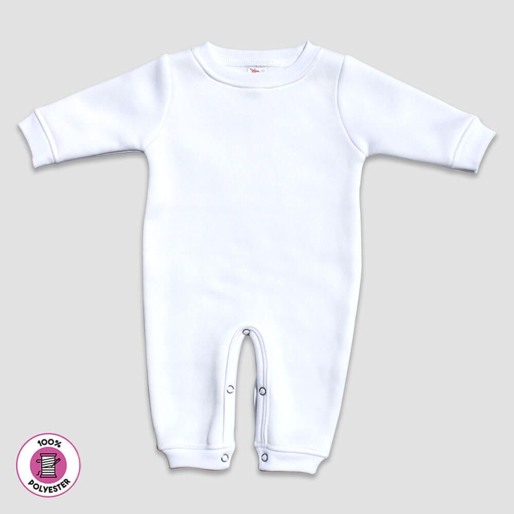 Baby One-Piece Sleep and Play Long Sleeve - 100% Polyester Fleece White White 6-12M