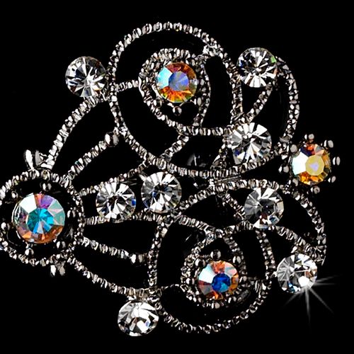 Brooch 72 Antique Silver Clear And Ab Rhinestones 31
