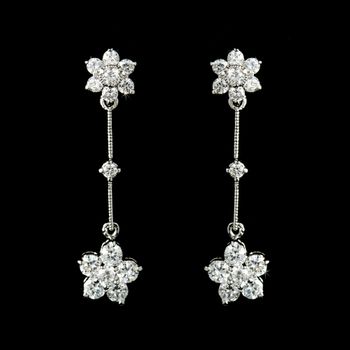 Charming Silver Clear Cz Flower Earrings 3677 18