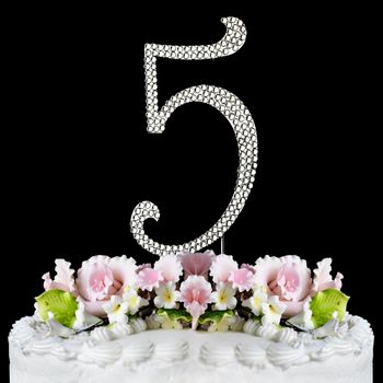Completely Covered Swarovski Crystal Wedding Cake Topper Number 5 Silver Or Gold 71 1