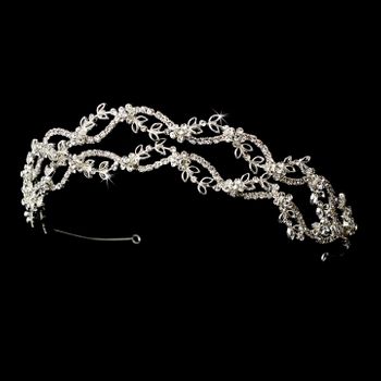 Dreamy Silver Clear Crystal Flower Headpiece 9837 49