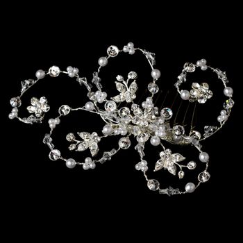 Elegant Pearl Crystal Hair Accent Comb 1710 34