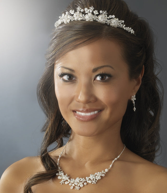 Classic Elegant Silver Pearl Jewelry Set – Champagne Edition #0273