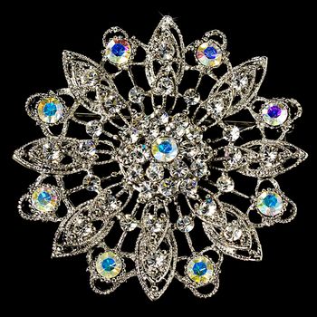 Elegant Vintage Crystal Bridal Pin For Hair Or Gown Brooch 27 Antique Silver With Clear And Ab Rhinestones 27