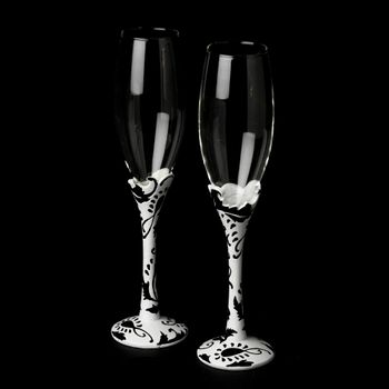 Ethereal Black & White Swirl Flutes– White Edition #0163