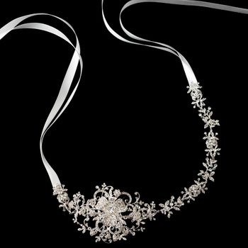 Floral Rhinestone Design Ribbon Headband Or Belt 3325 92