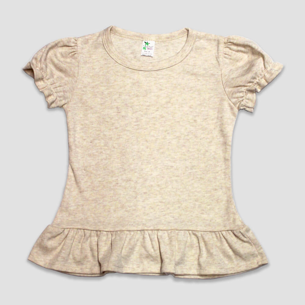 Toddler Girls Short Sleeve Ruffle T-Shirts – Polyester Cotton Blend White additional image 1