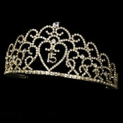 Glistening Quincea Era Sweet 15 Or 16 Princess Tiara In Gold 252 32