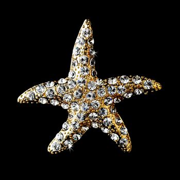 Regal Crystal Star Brooch – Rose Gold and Silver Edition #0965