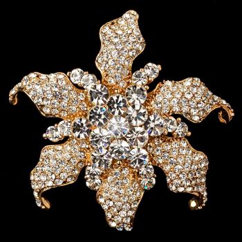 Radiant Rhinestone Brooch – Gold Edition #1457
