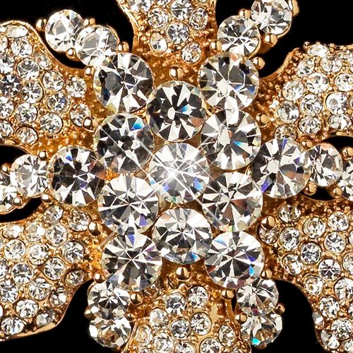 Gold Clear Rhinestone Wilted Flower Brooch 181 47