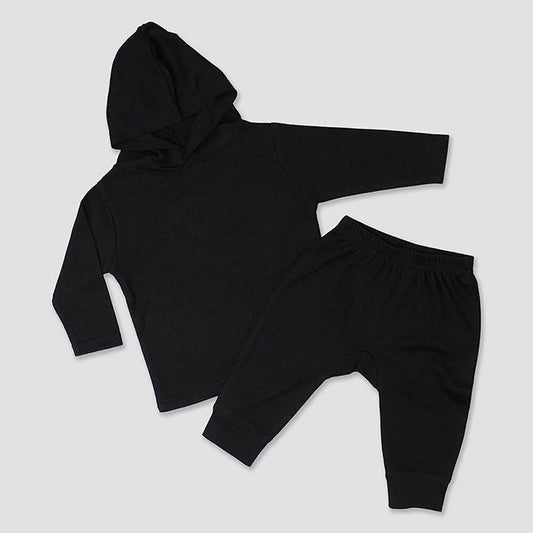 Baby Fleece Jogger Pants and Hoodie Sweatshirts - Black - 100% Polyester Black 6-12M