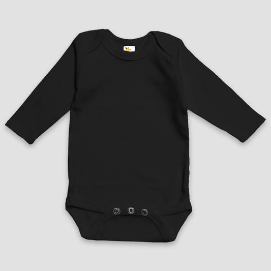 Baby Long Sleeve One-Piece Onesies – Premium 100% Cotton Black Black 6-12M
