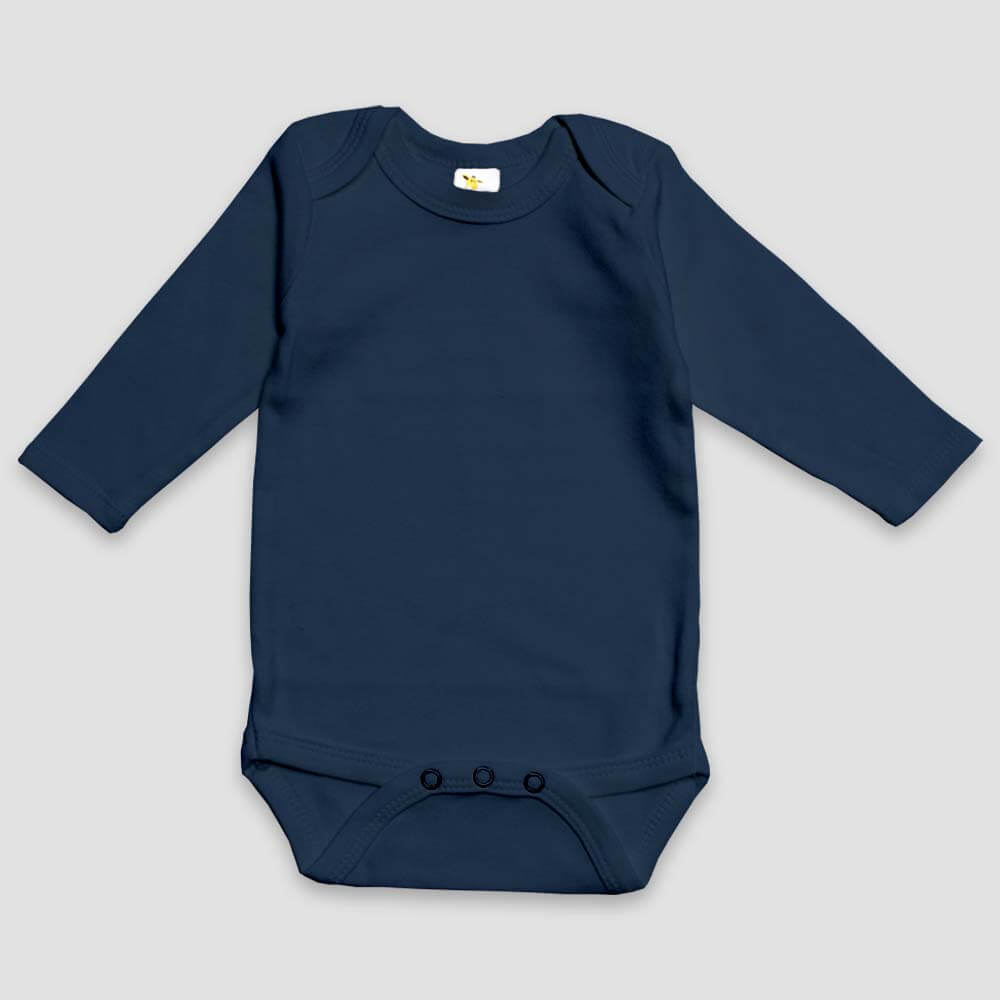 Baby Long Sleeve One-Piece Onesies – Premium 100% Cotton Navy Navy 6-12M