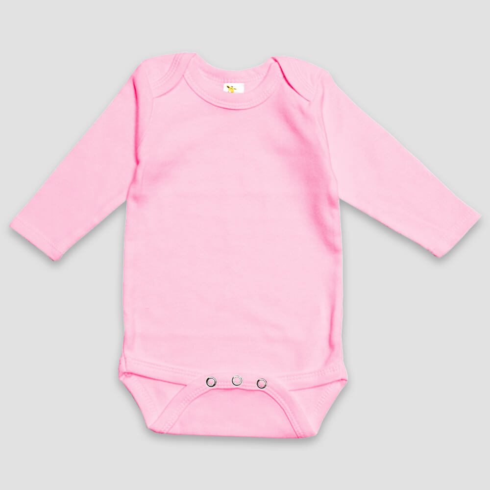 Baby Long Sleeve One-Piece Onesies – Premium 100% Cotton Pink Pink 6-12M