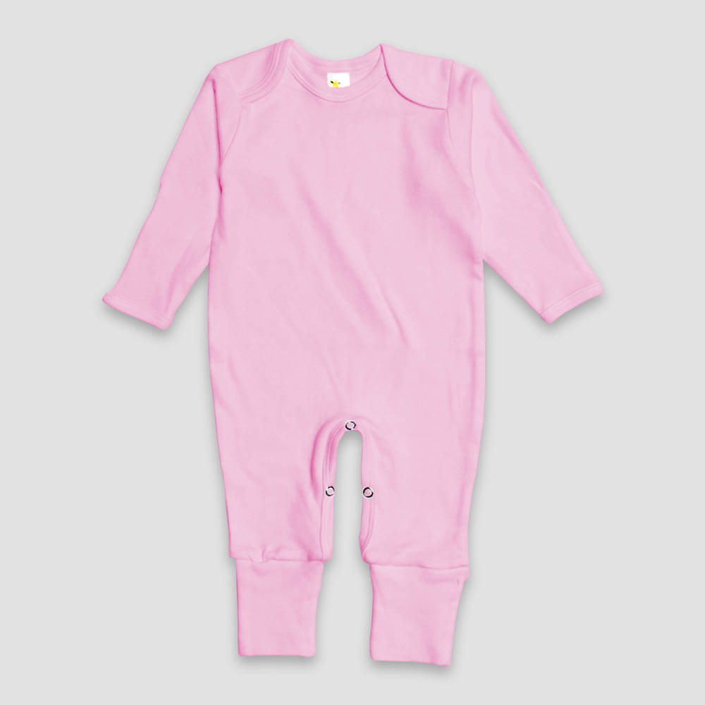 Baby One-Piece Footed Pajamas With Fold Over Mittens & Fold Over Footies – Premium 100% Cotton White additional image 1