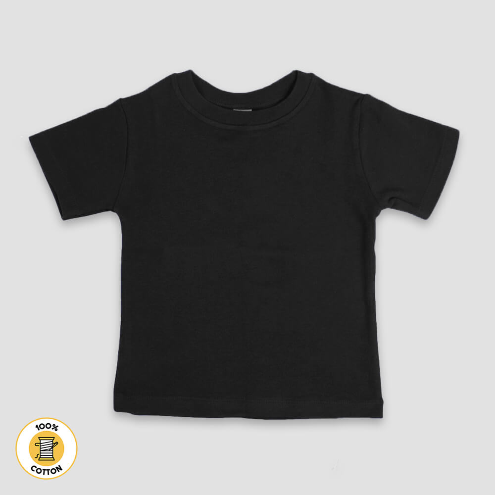 Baby Crew Neck T-Shirts – Premium 100% Cotton Black Black 6-12M
