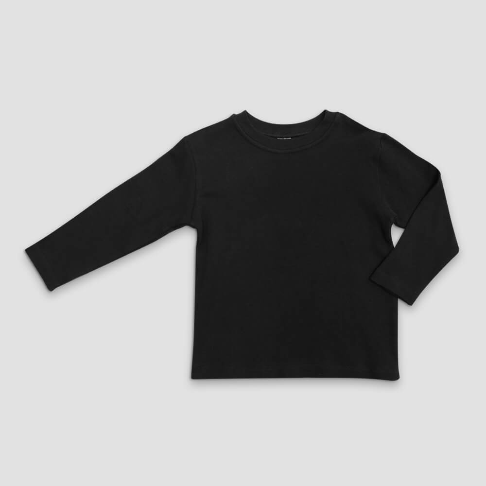 Baby Long Sleeve Crew Neck T-Shirts – Premium 100% Cotton Black additional image 1
