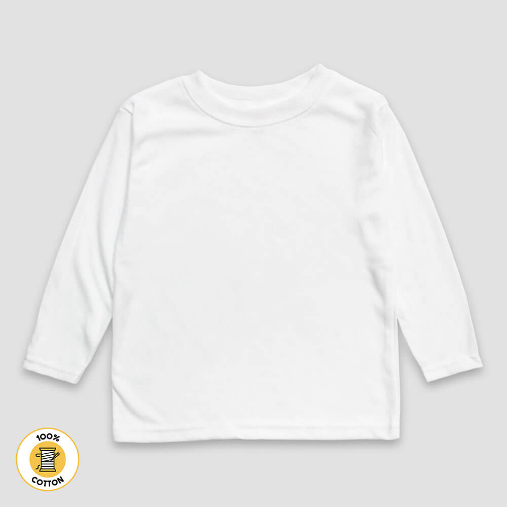 Toddler Long Sleeve T-Shirts - White - Premium 100% Cotton White 5T