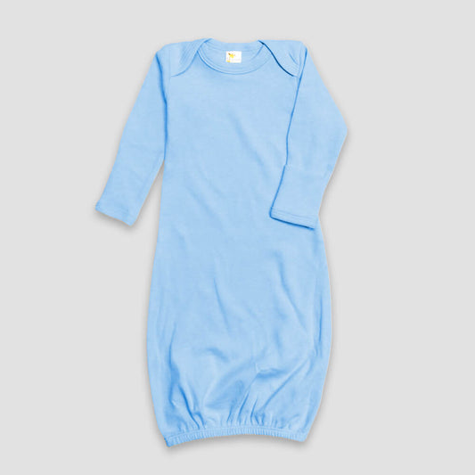 Baby Sleeping Gown With Fold Over Mittens – Premium 100% Cotton Blue Blue 0-3M