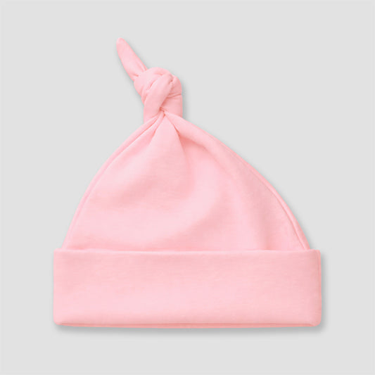 Baby Knotted Beanie Hats – Polyester Cotton Blend Pink Pink 0-6M