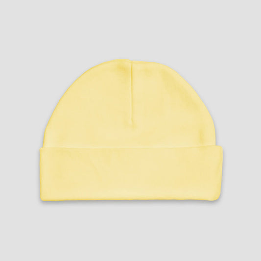 Baby Beanie Hats – Polyester Cotton Blend Yellow Yellow 0-6M