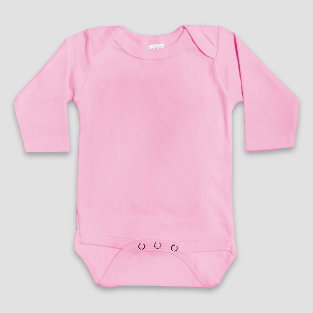 Baby Long Sleeve One-Piece Onesies – Polyester Cotton Blend Pink Pink 6-12M