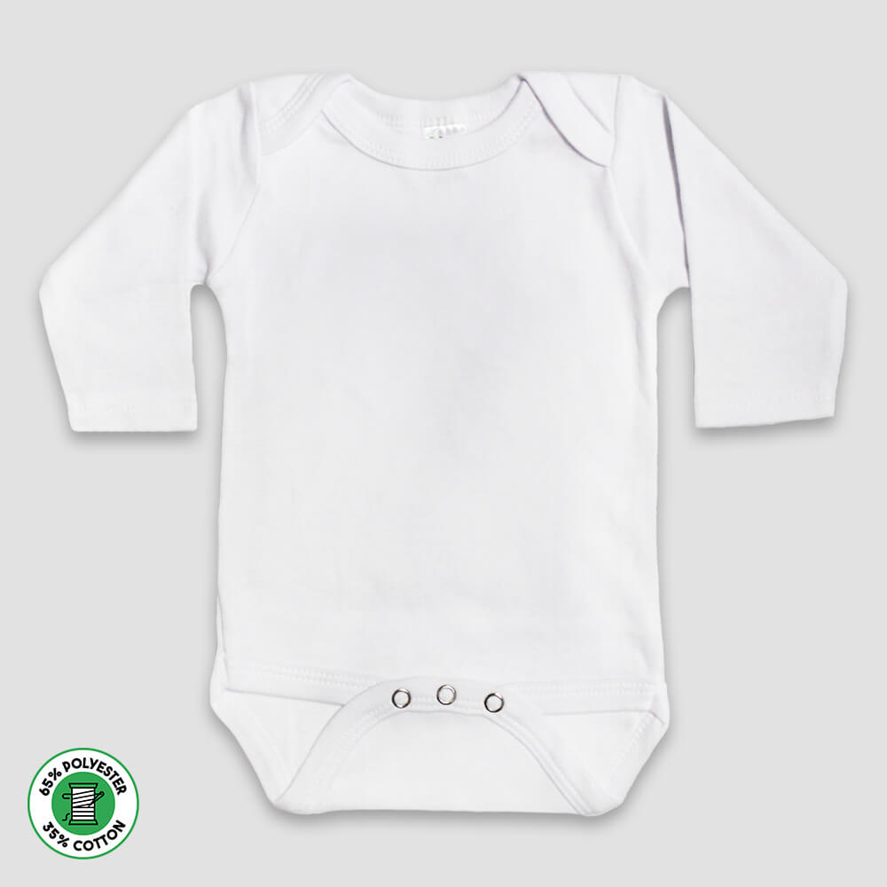 Baby Long Sleeve One-Piece Onesies – Polyester Cotton Blend White White Newborn