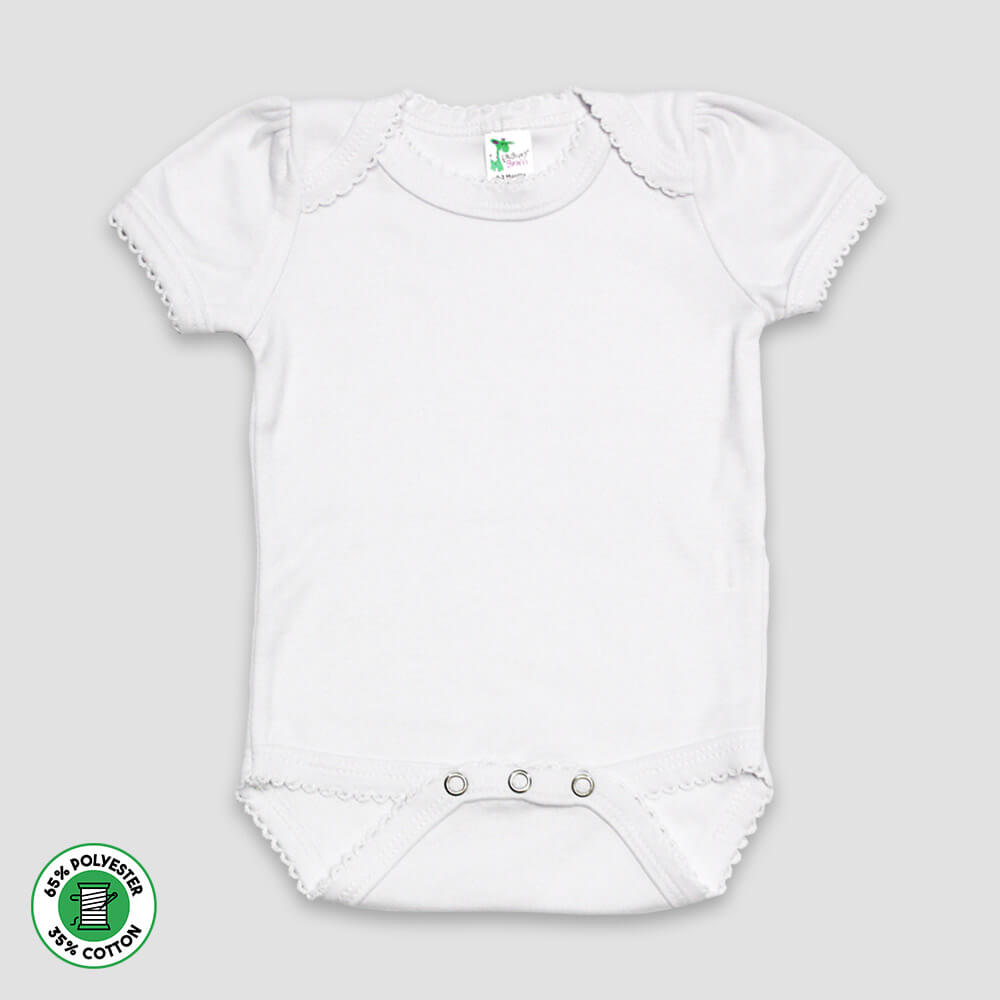 Baby Girl One-Piece Onesies with Scallop Trim – Polyester-Cotton Blend White Newborn
