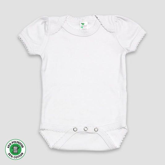Baby Girl One-Piece Onesies with Scallop Trim – Polyester-Cotton Blend White Newborn
