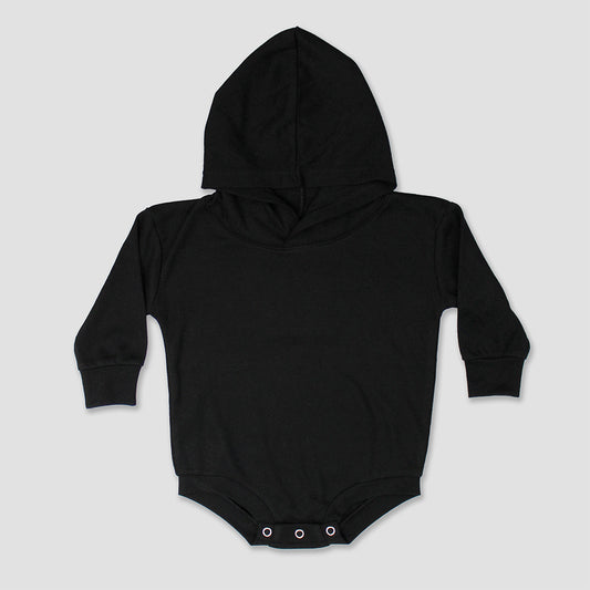 Long Sleeve Baby Hooded Bubble Rompers – Black - Polyester-Cotton Blend Black 6-12M