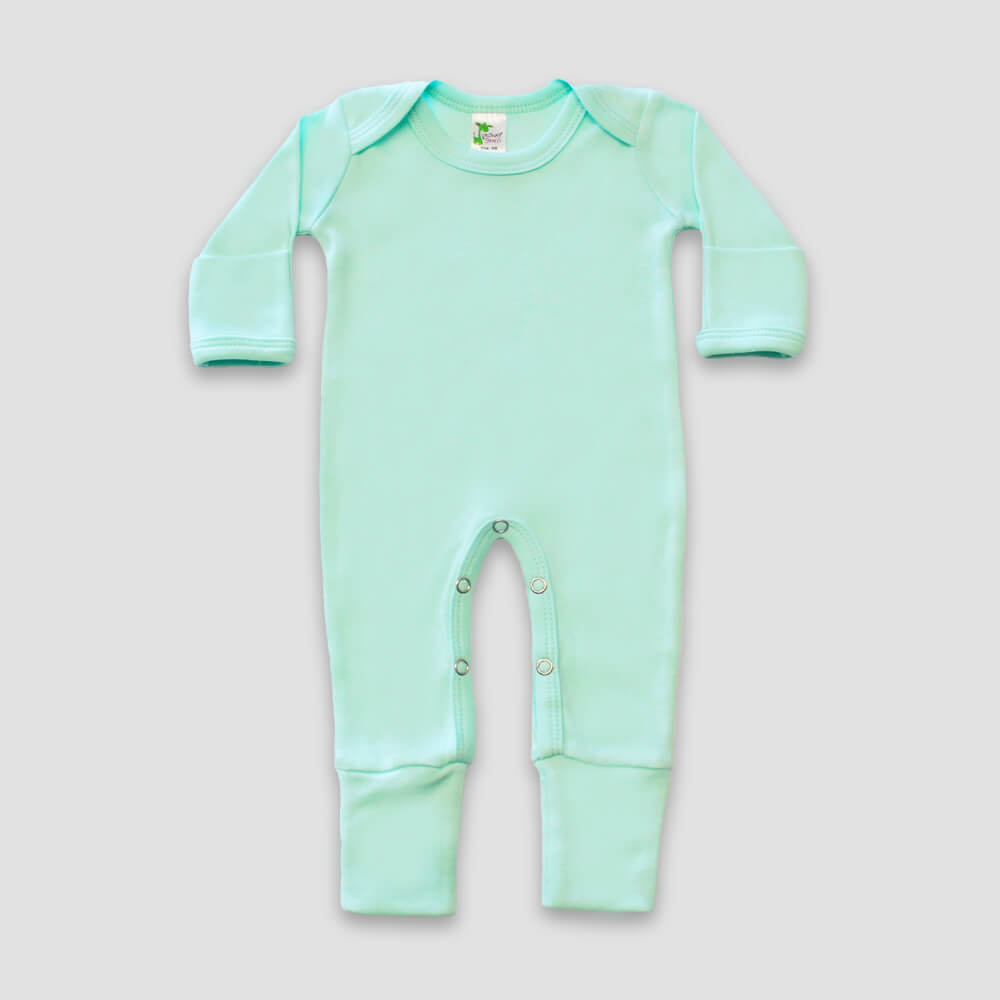 Baby One-Piece Pajamas With Fold Over Mittens & Footies – Polyester Cotton Blend Blue additional image 3