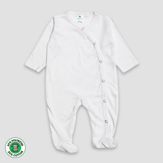 Baby One-Piece Snap Button Coverall - White - Polyester Cotton Blend White 12-18M