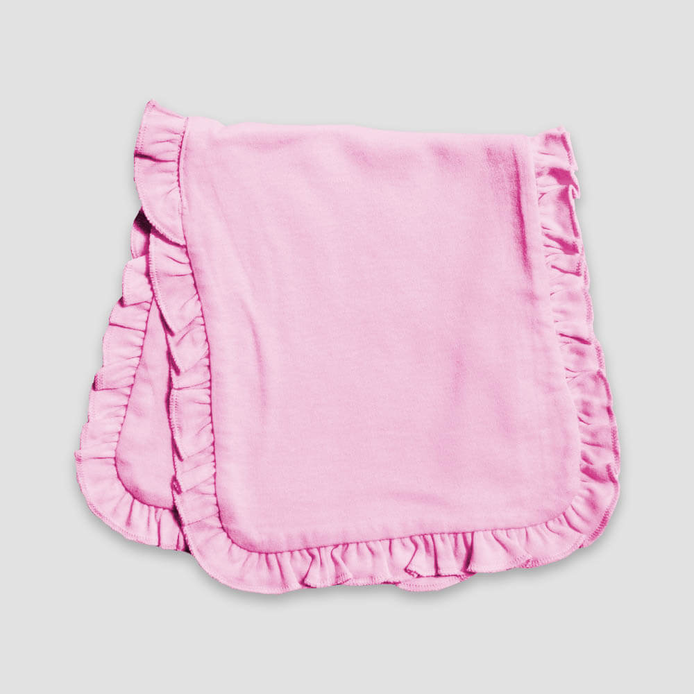 Baby Ruffle Burp Cloths – 2-Ply – Polyester Cotton Blend Pink Pink One Size