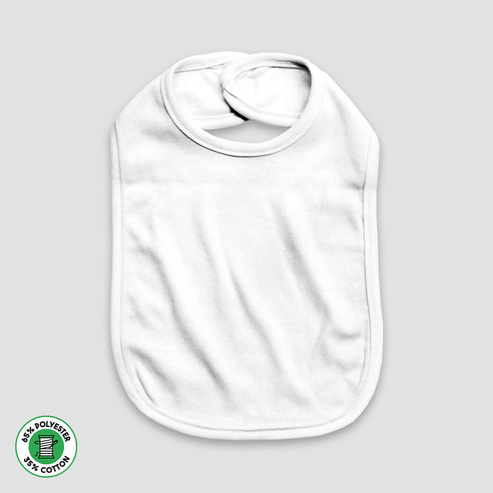 Baby Bibs With Velcro Closure – 2 Ply – Polyester Cotton Blend White White One Size