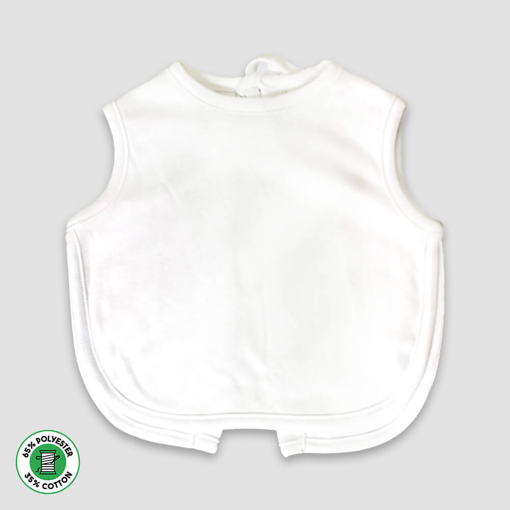 Baby Apron Bibs – 2 Ply – White -Polyester Cotton Blend White Size 1