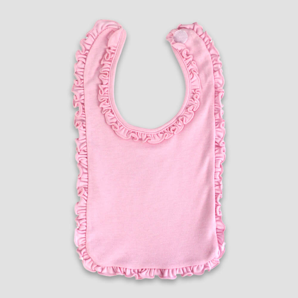 Baby Ruffle Bibs – 2 Ply – Polyester Cotton Blend White additional image 2