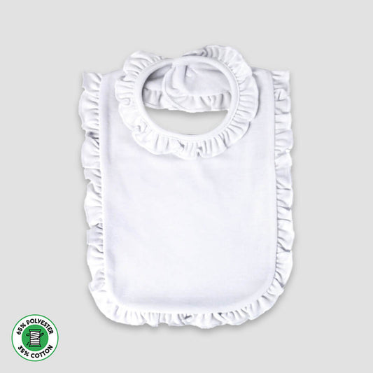 Baby Ruffle Bibs – 2 Ply – Polyester Cotton Blend White White One Size