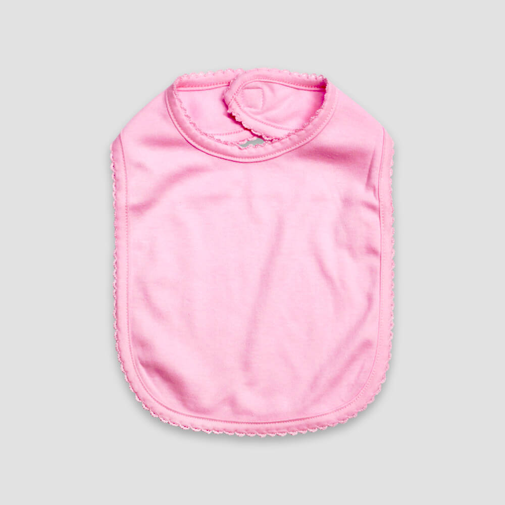 Baby Bibs With Scallop Trim – 2 Ply – Polyester Cotton Blend White additional image 1