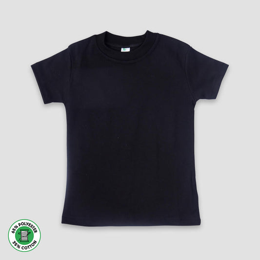 Baby Crew Neck T-Shirts – Polyester Cotton Blend Black Black 6-12M