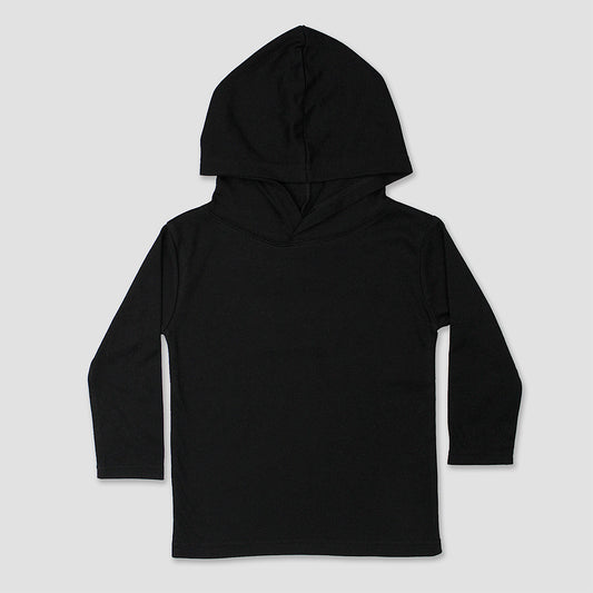Long Sleeve Baby Hoodie Tee - Polyester-Cotton Blend Black 6-12M