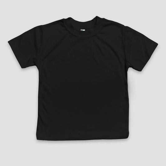 Youth Crew Neck T-Shirts - 65% Polyester 35% Cotton Blend Black Black XS