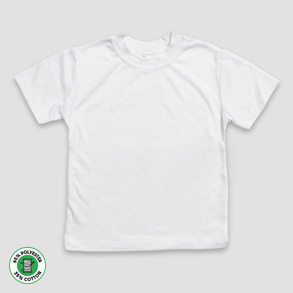 Youth Crew Neck T-Shirts - 65% Polyester 35% Cotton Blend White White XS