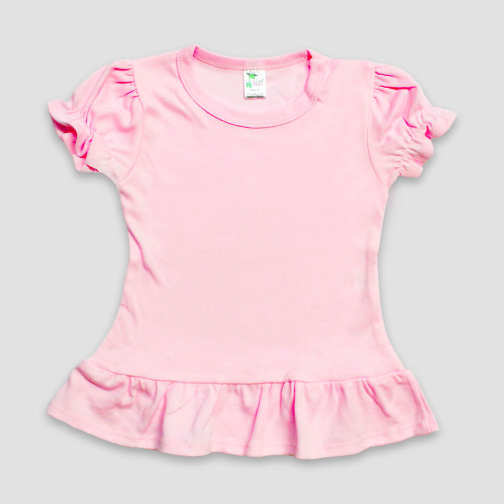 Toddler Girls Short Sleeve Ruffle T-Shirts – Polyester Cotton Blend White additional image 2